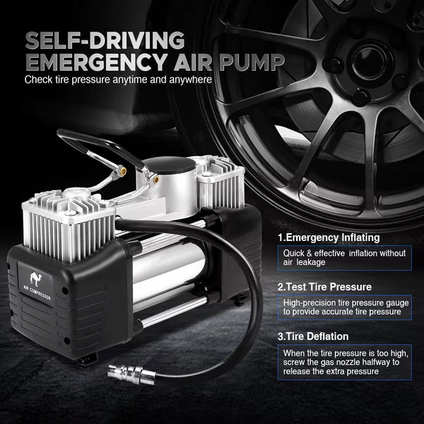 Air Pump Dual Pistons | High-Volume Tire Inflator for Cars & SUVs
