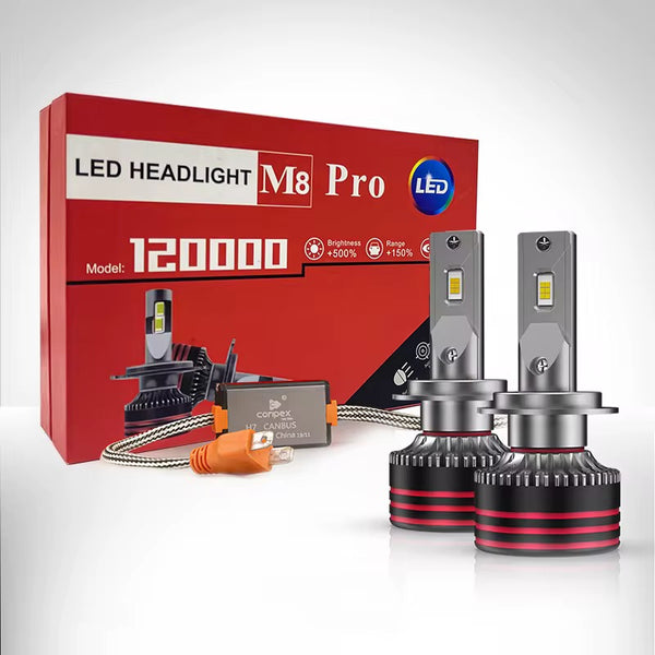 LED Headlight Bulb M8 Pro 60W | Bright LED with Cooling Fan All Trim Sizes
