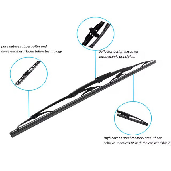 Metal Car Wiper Blades Set of 2 | Universal Fit Windshield Wipers