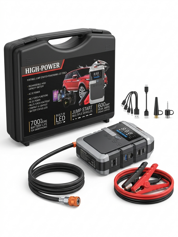 Jump Starter & Air Pump 10,000mAh | 100 PSI | USB & Emergency Light