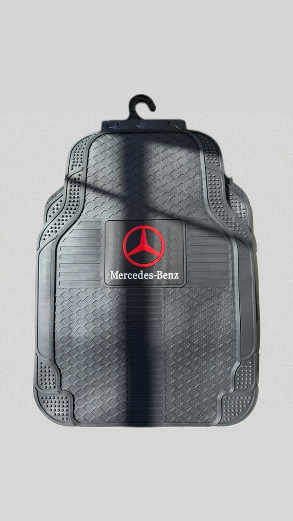 Rubber Car Floor Mats Center Logo | Thick Odor-Free Latex Universal Fit
